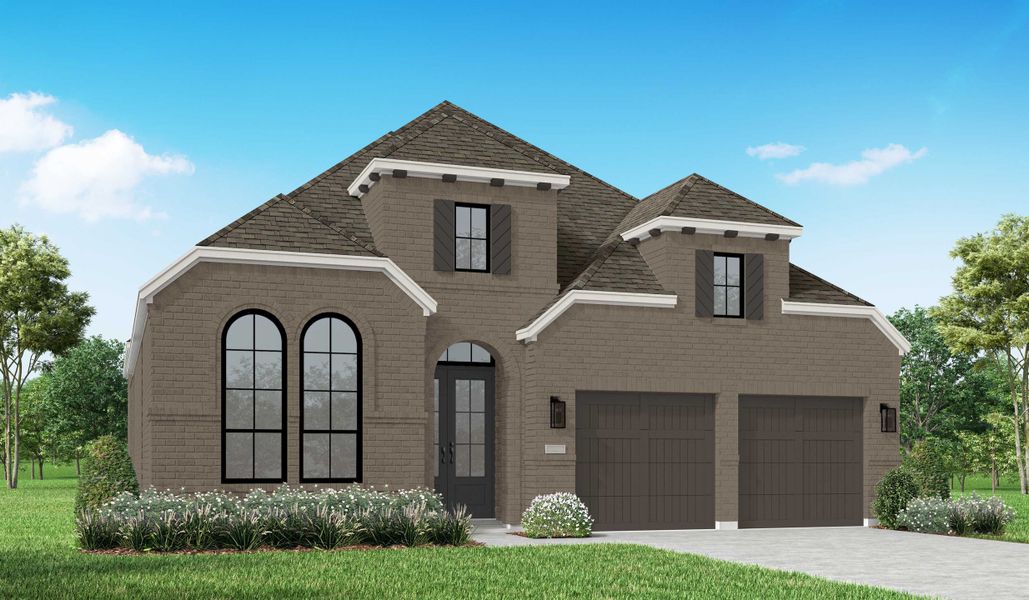 Representative exterior photo of a completed home built from the 564 Plan by Highland Homes in Star Trail: 55ft. lots, Prosper, TX (Image 2). Representative exterior photo of a completed home built from the 564 Plan by Highland Homes in Star Trail: 55ft. lots, Prosper, TX (Image 2).