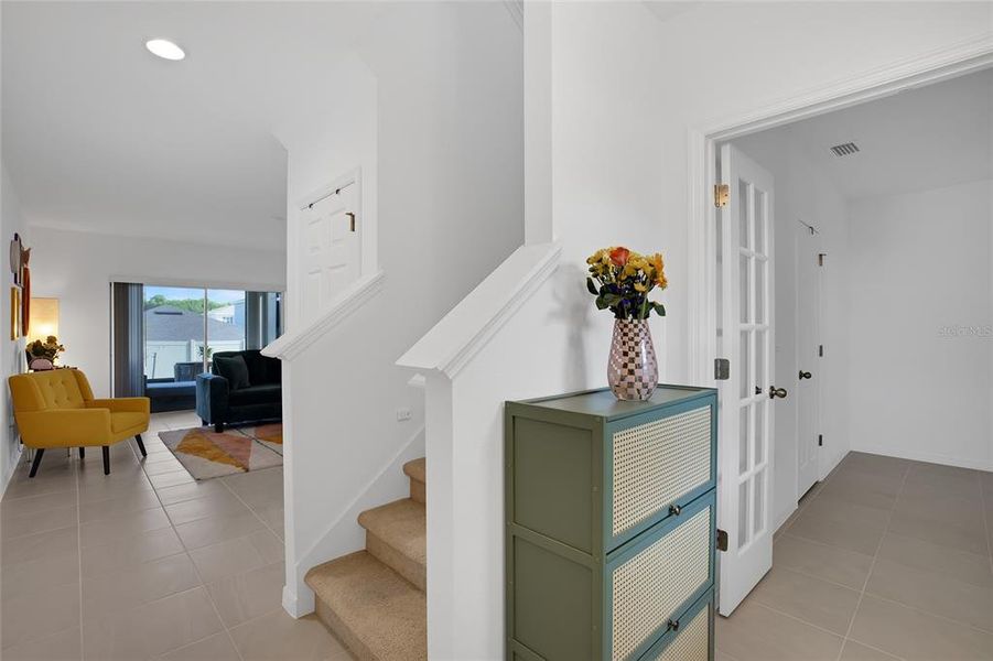 Furnished interior view inside a new home in Horse Creek at Crosswinds, Davenport (Image 6). Furnished interior view inside a new home in Horse Creek at Crosswinds, Davenport (Image 6).