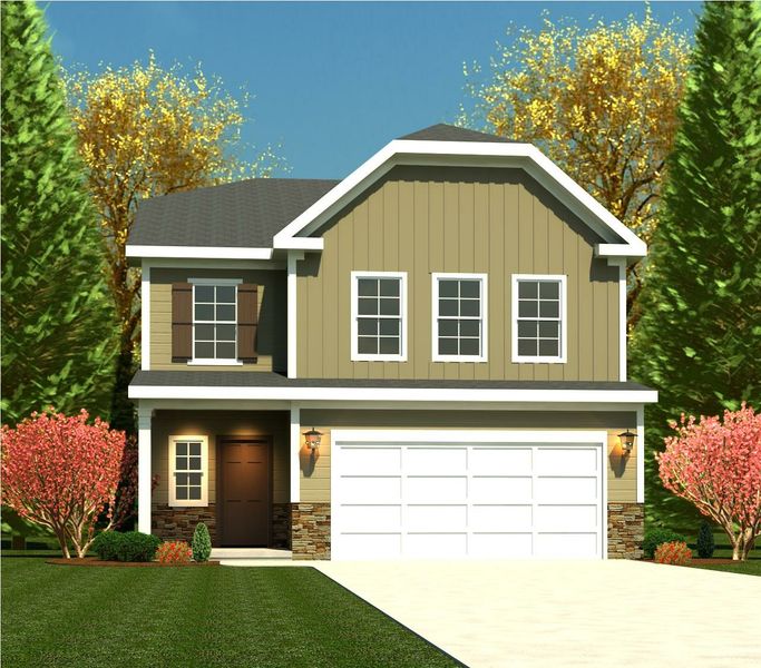 Representative exterior photo of a completed home built from the Lincoln by Ivey Homes in Crawford Creek, Grovetown, GA (Image 15).