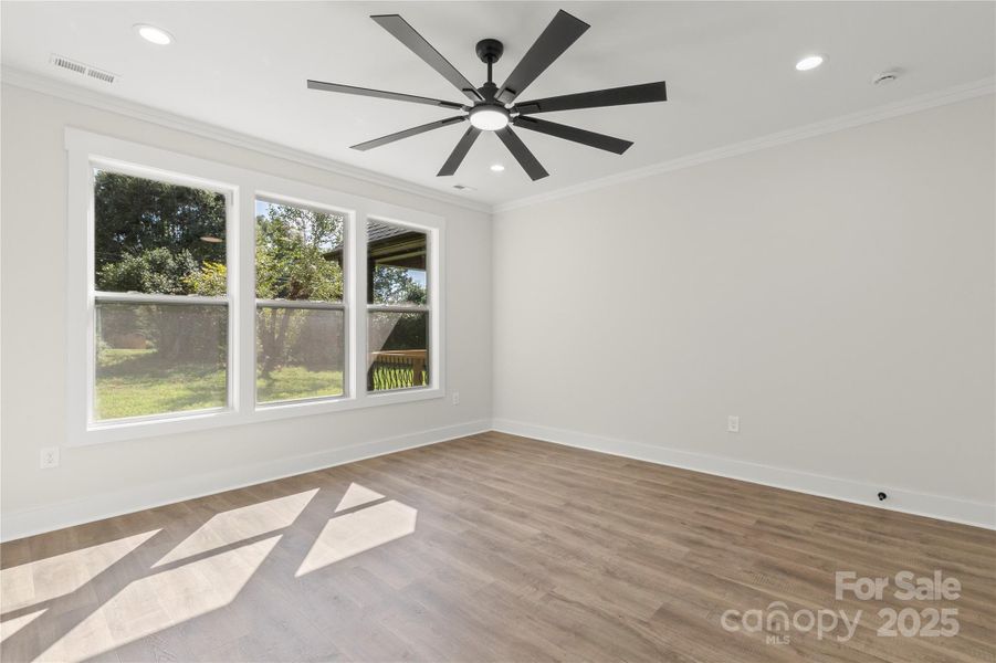 Primary bedroom looking towards outside. Extra window added