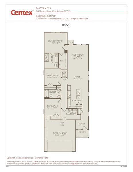 2D floor plan layout of this home in Mavera, Conroe, TX (Image 5).