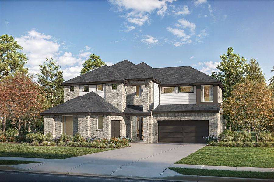 Representative exterior photo of a completed home built from the Middleton by Landon Homes in Estate 64s, Frisco, TX (Image 12). Representative exterior photo of a completed home built from the Middleton by Landon Homes in Estate 64s, Frisco, TX (Image 12).