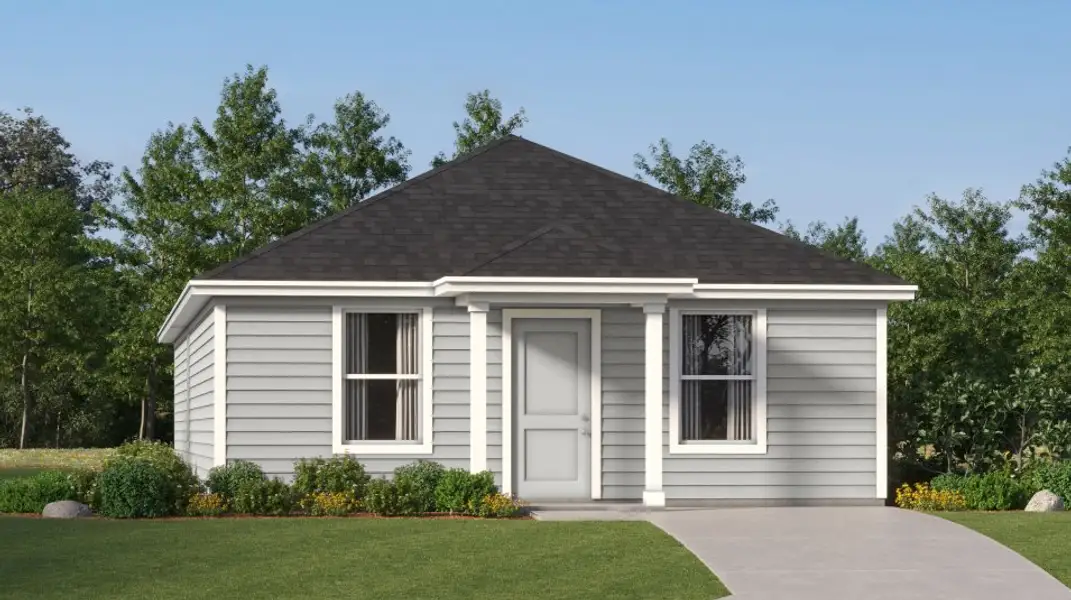 Front exterior of a new home in Espada, San Antonio, TX, highlighting curb appeal (Image 1). Front exterior of a new home in Espada, San Antonio, TX, highlighting curb appeal (Image 1).