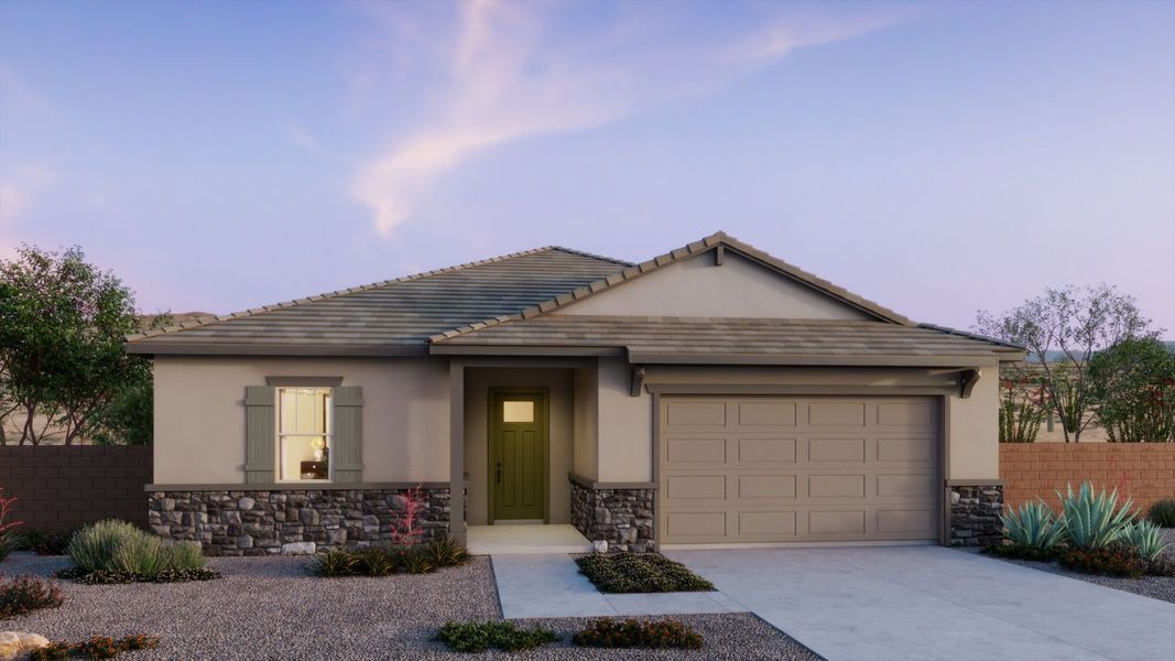 Representative exterior photo of a completed home built from the Oxford by Mattamy Homes in Saguaro Reserve II, Marana, AZ (Image 20).
