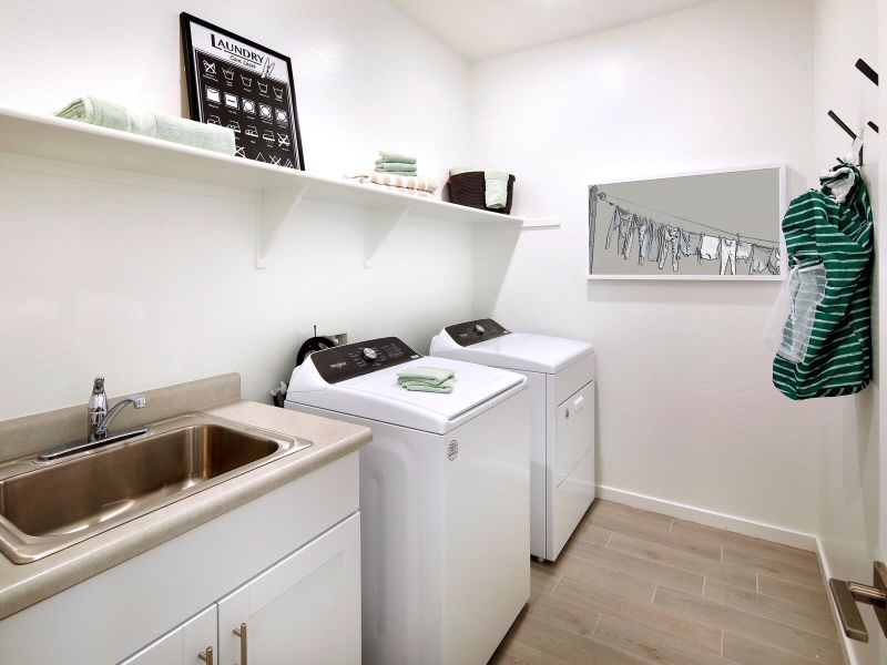 Laundry Room in the Leslie Floorplan modeled at Camino Crossing