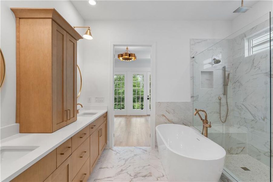 Furnished interior view inside a new home in Waterside Single Family, Peachtree Corners (Image 13). Furnished interior view inside a new home in Waterside Single Family, Peachtree Corners (Image 13).