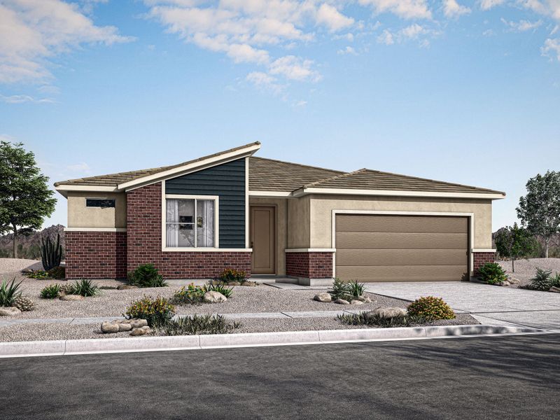 Representative exterior photo of a completed home built from the Flint by Mattamy Homes in Cantabria at Rincon Knolls, Vail, AZ (Image 2).