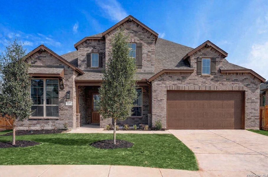 Front exterior of a new home in Alsatian Oaks, Castroville, TX, highlighting curb appeal (Image 1). Front exterior of a new home in Alsatian Oaks, Castroville, TX, highlighting curb appeal (Image 1).