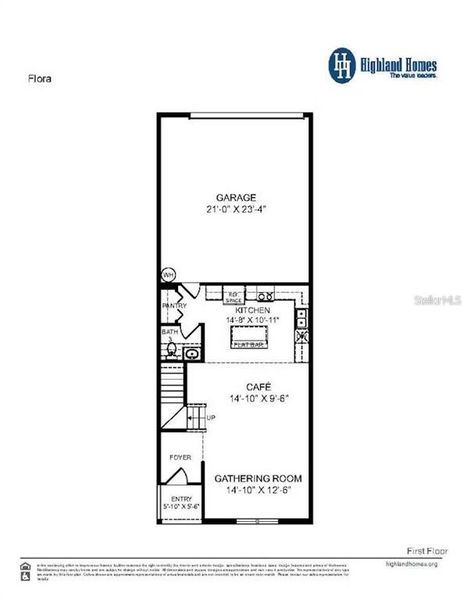 2D floor plan layout of this home in The Crossings - Townhomes, St. Cloud, FL (Image 2).