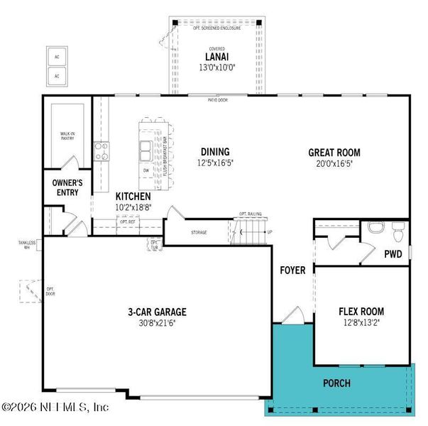 2D floor plan layout of this home in RiverTown, St. Johns, FL (Image 4).