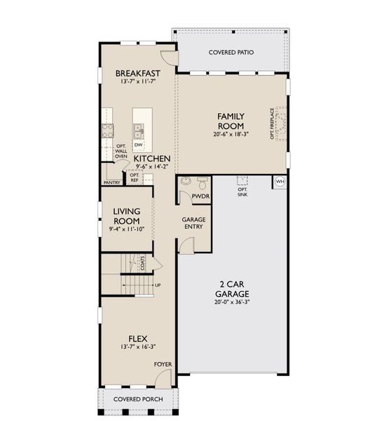 2D floor plan layout for the Palermo by Ashton Woods in Blue Heron Retreat, Little River, SC (Image 5).