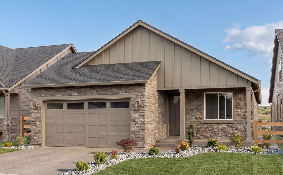 Representative exterior photo of a completed home built from the Hewitt by Pulte Homes in Strata, Dacono, CO (Image 17). Representative exterior photo of a completed home built from the Hewitt by Pulte Homes in Strata, Dacono, CO (Image 17).