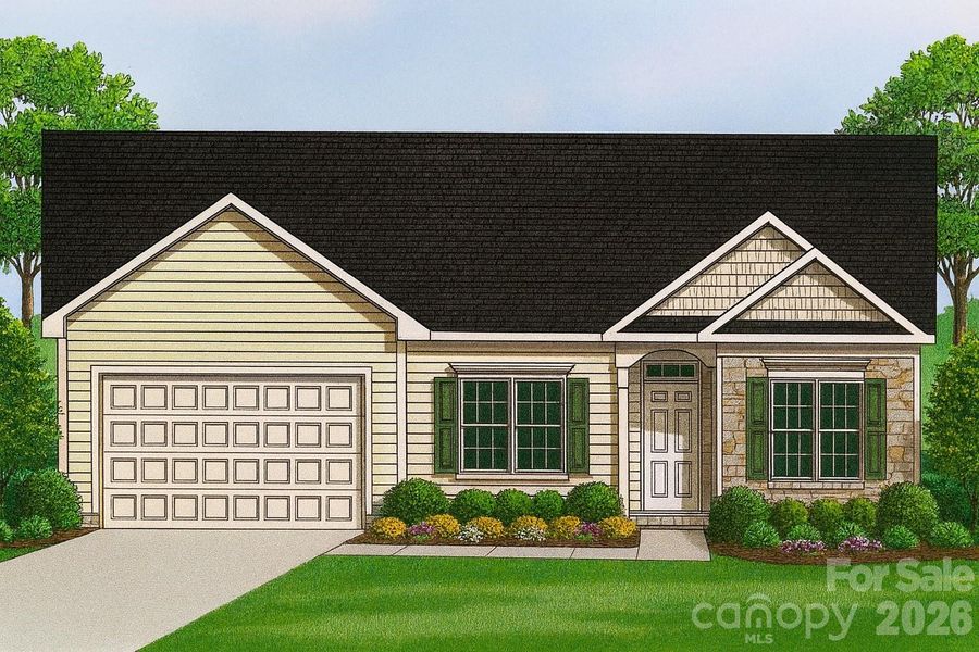 This Valle Crucis can be customized with a range of available options, including a fourth bedroom, a third full bath, a sunroom, and a screened-in rear porch.