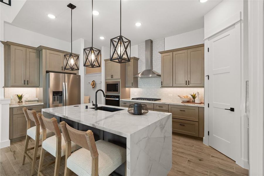 *Model Representation - Spacious kitchen with eat-in bartop island