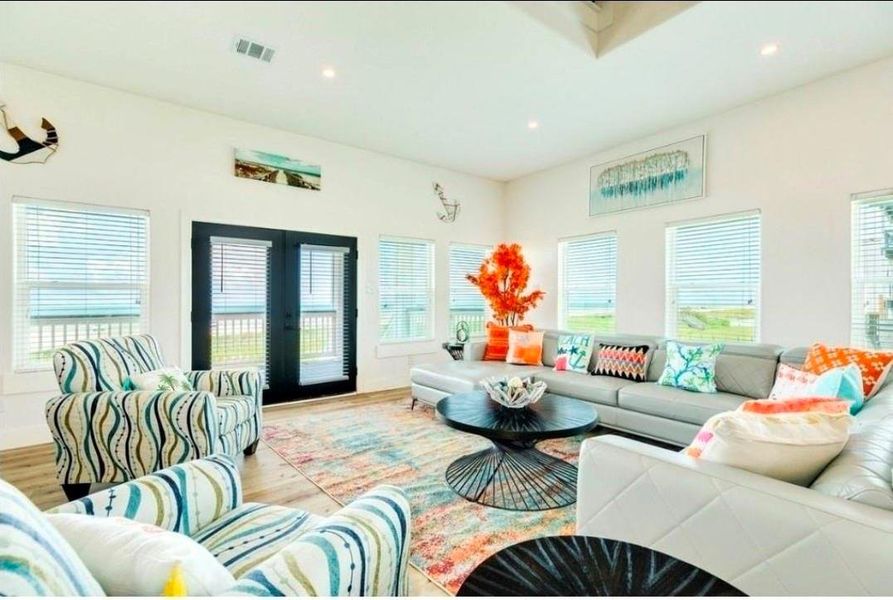 Relax on the large sectional and host a family movie night