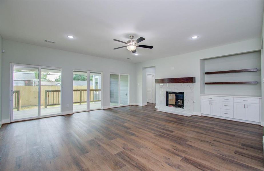 A bright and airy family room with large windows