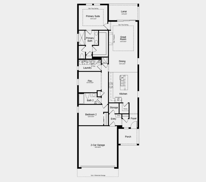 2D floor plan layout for the Rivera by Taylor Morrison in Esplanade at Wellen Park, Englewood, FL (Image 4). 2D floor plan layout for the Rivera by Taylor Morrison in Esplanade at Wellen Park, Englewood, FL (Image 4).