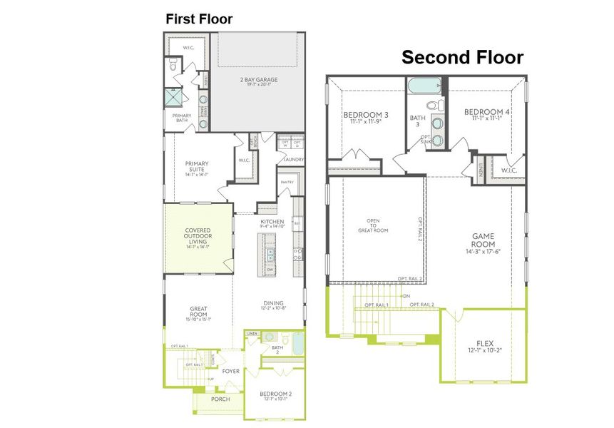 2D floor plan layout of this home in Painted Tree, McKinney, TX (Image 3).