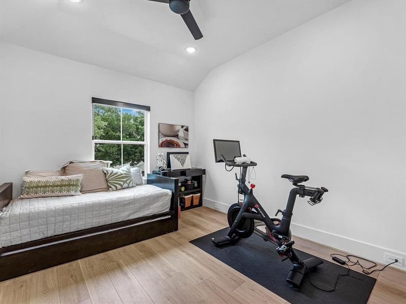 This secondary bedroom is ideal for a gym space.