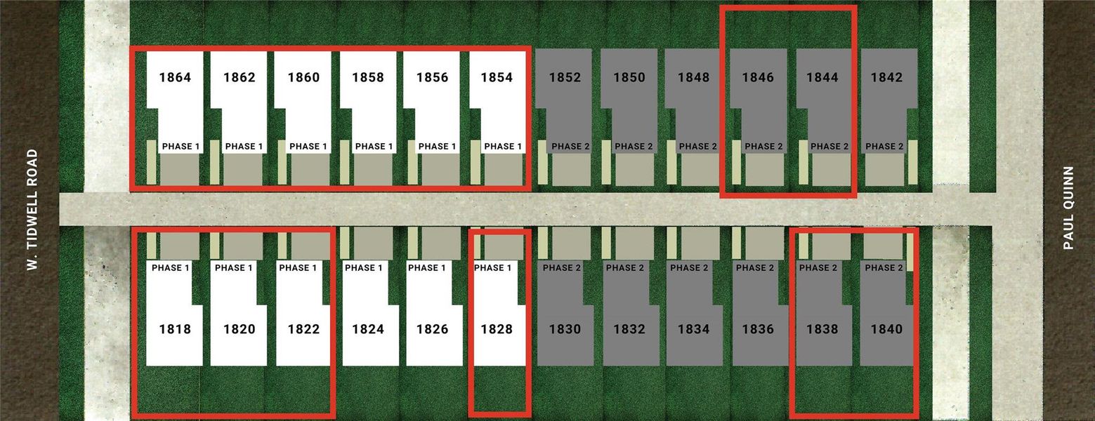 Homes with RED outlines are SOLD