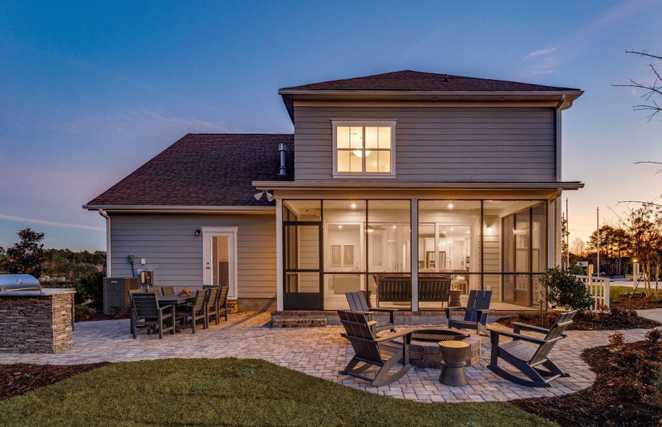 Northridge Patio and Screened Porch at Twilight.