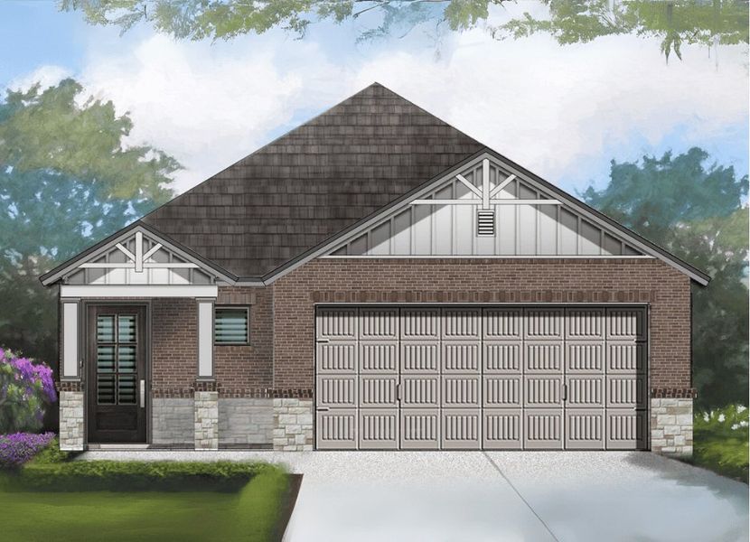 Representative exterior photo of a completed home built from the Mockingbird by Saratoga Homes in Cypress Oaks North, Cypress, TX (Image 5).