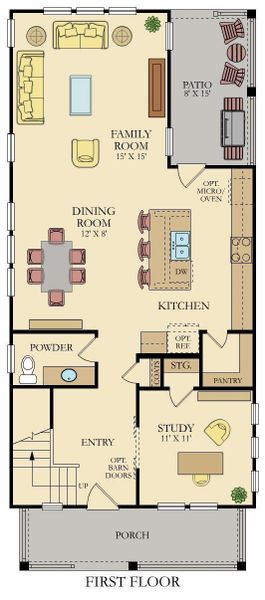 2D floor plan layout of this home in Sweetgrass at Summers Corner: Row Collection, Summerville, SC (Image 2).