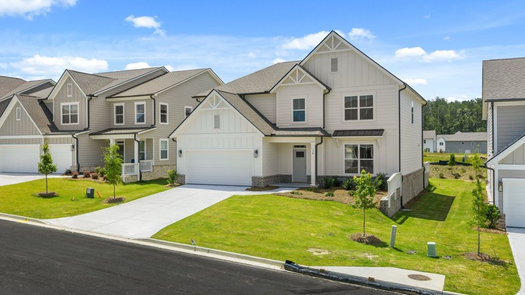 Representative exterior photo of a completed home built from the Lynnbrook by D.R. Horton in Hamptons at Riverwood East, Dallas, GA (Image 2).