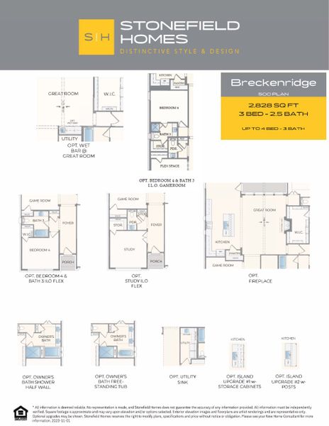 2D floor plan layout for the Breckenridge by Stonefield Homes in Rio Vista at Kelly Ranch, Aledo, TX (Image 6).