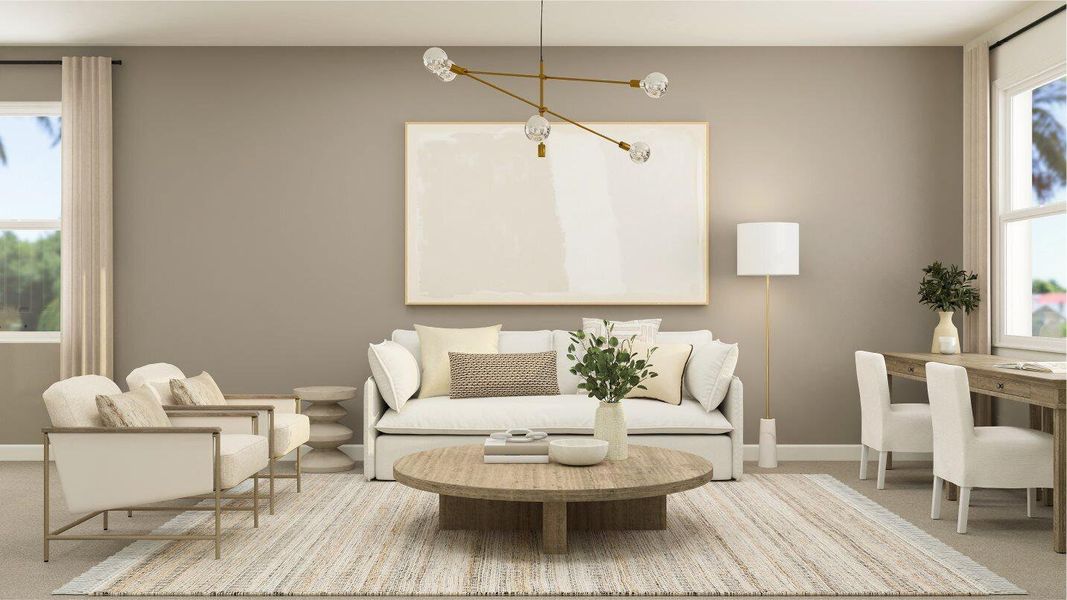 Furnished interior view inside a new home in Arden: The Providence Collection, Loxahatchee (Image 6). Furnished interior view inside a new home in Arden: The Providence Collection, Loxahatchee (Image 6).