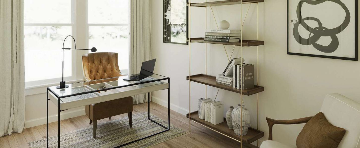Transform the versatile flex space into a private home office