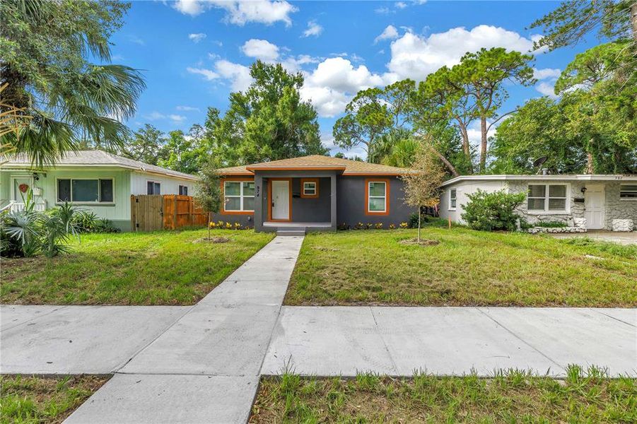 Front exterior of a new home in , St. Petersburg, FL, highlighting curb appeal (Image 1). Front exterior of a new home in , St. Petersburg, FL, highlighting curb appeal (Image 1).