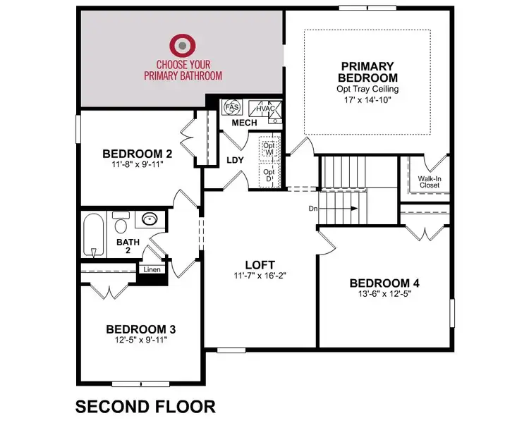 2D floor plan layout for the Conway by Beazer Homes in Ambridge, Conway, SC (Image 4).