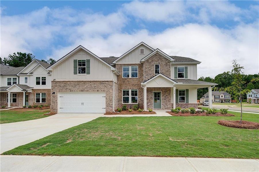 Front exterior of a new home in Kingston, Locust Grove, GA, highlighting curb appeal (Image 1). Front exterior of a new home in Kingston, Locust Grove, GA, highlighting curb appeal (Image 1).