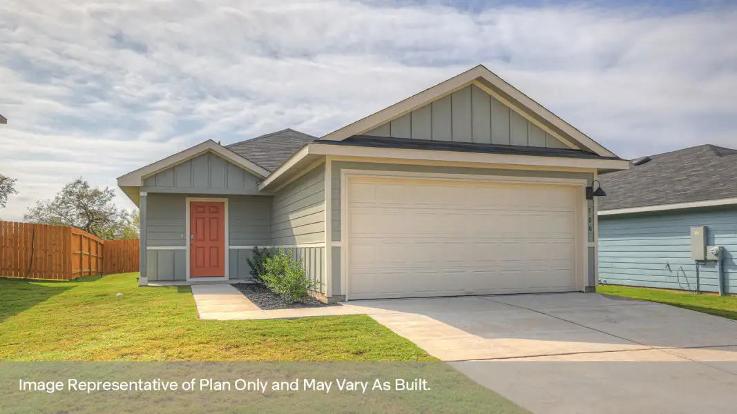 Representative exterior photo of a completed home built from the The Emma by D.R. Horton in Hymeadow, Maxwell, TX (Image 1). Representative exterior photo of a completed home built from the The Emma by D.R. Horton in Hymeadow, Maxwell, TX (Image 1).
