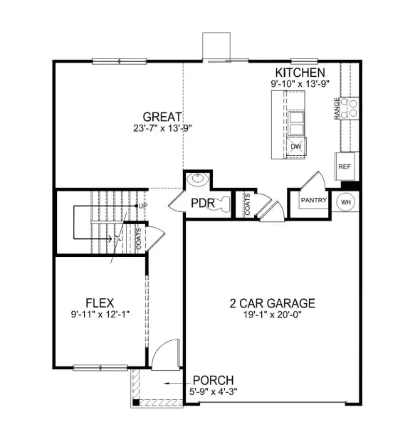 2D floor plan layout for the Belhaven by D.R. Horton in Fox Creek, Gaffney, SC (Image 3). 2D floor plan layout for the Belhaven by D.R. Horton in Fox Creek, Gaffney, SC (Image 3).