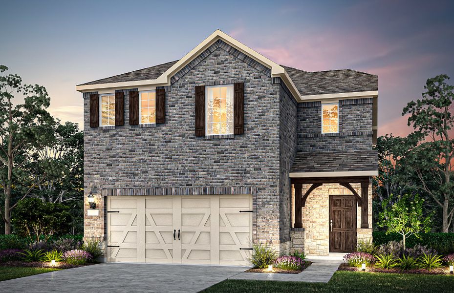 The Sienna, a two-story home with 2-car garage, sh