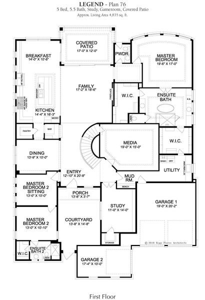 2D floor plan layout for the Legend by Landon Homes in Fields - Brookside North, Frisco, TX (Image 4). 2D floor plan layout for the Legend by Landon Homes in Fields - Brookside North, Frisco, TX (Image 4).