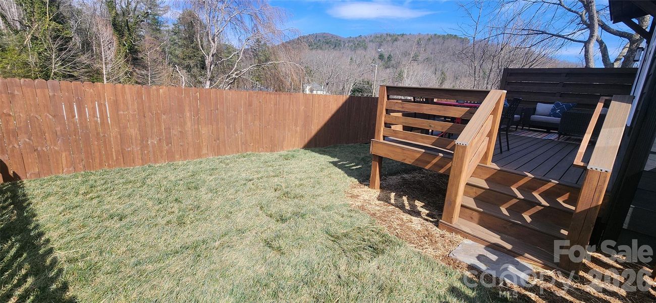Fully fenced back yard.