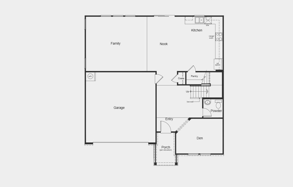 2D floor plan layout for the 2539 Modeled by KB Home in Wellington Pointe Classic, Monroe, NC (Image 5). 2D floor plan layout for the 2539 Modeled by KB Home in Wellington Pointe Classic, Monroe, NC (Image 5).