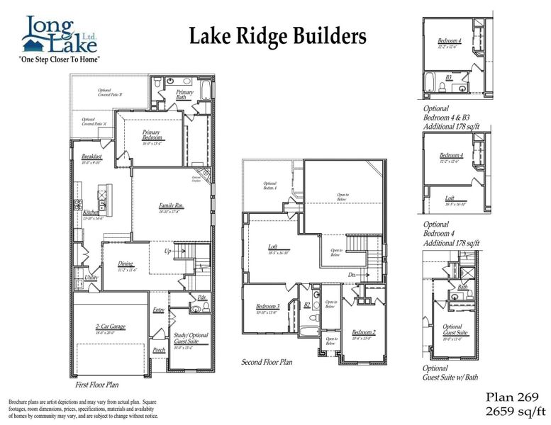 Plan 269 features 5 bedrooms, 4 full baths, and over 2,600 square feet of living space.