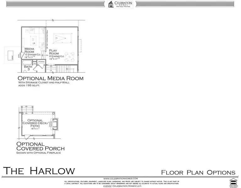 2D floor plan layout for the Harlow by Celebration Homes in Harvest Point, Spring Hill, TN (Image 5).