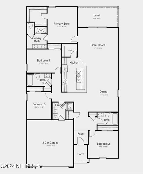 2D floor plan layout of this home in Coopers Meadow, Jacksonville, FL (Image 2). 2D floor plan layout of this home in Coopers Meadow, Jacksonville, FL (Image 2).