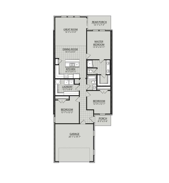 2D floor plan layout of this home in The Greens at Legacy Townhomes, Springfield, TN (Image 2).