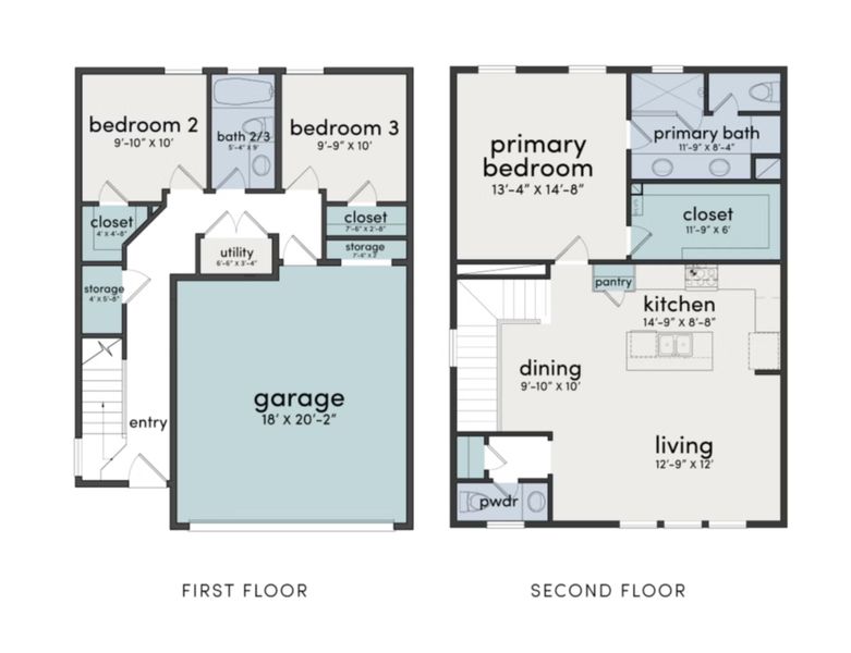 2D floor plan layout for the Plan 1458 by Faircroft Homes in Highland Gardens, Houston, TX (Image 3).
