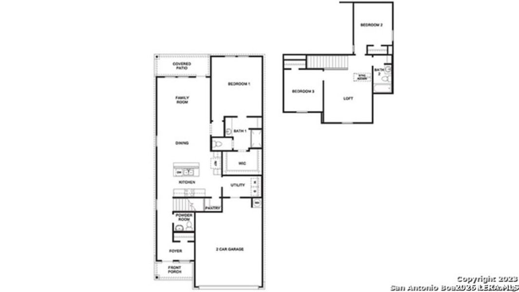 2D floor plan layout of this home in Redbird Ranch, San Antonio, TX (Image 2).