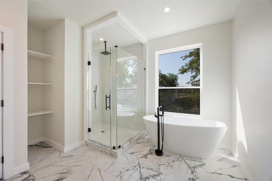 Bathroom with large walk in shower and beautiful