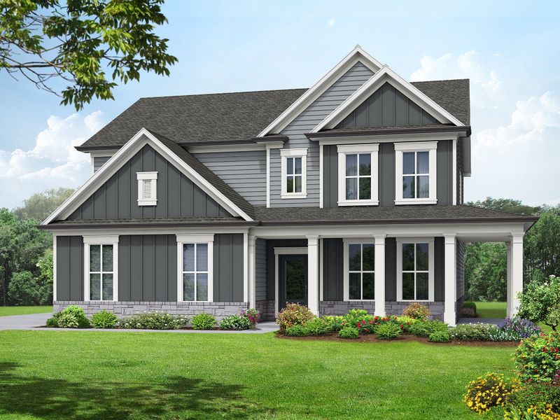 Representative exterior photo of a completed home built from the The Farmington by My Home Communities in Magnolia Ridge, Monroe, GA (Image 2). Representative exterior photo of a completed home built from the The Farmington by My Home Communities in Magnolia Ridge, Monroe, GA (Image 2).