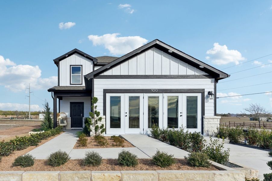 A house with a driveway.