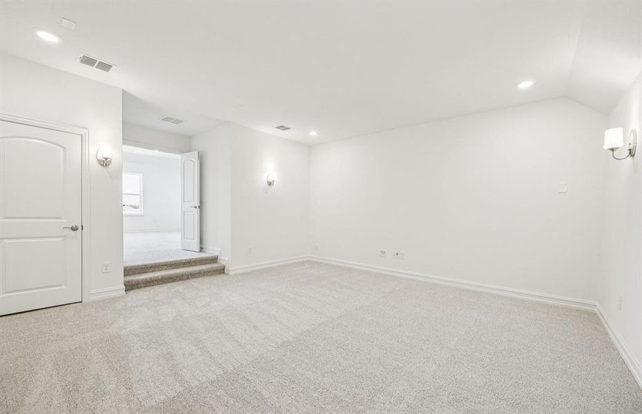 Deep media room perfect for movie nights and entertainment *Real home pictured Deep media room perfect for movie nights and entertainment *Real home pictured